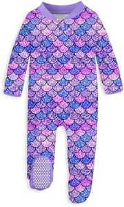 uideazone Baby Girl Sleeper 6-9 Month Mermaid Footed Pajamas Gradient Purple One Piece Romper Zip Front Jumpsuits Sleepwear