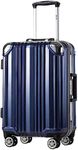 Coolife Luggage Aluminium Frame Suitcase TSA Lock 100% PC 20in 24in 28in (Blue, L(28in))