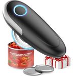Electric Can Opener, Automatic Electric Tin Opener for Seniors with Arthritis, One Touch Hands Free Battery Operated Can Opener with Smooth Edge Cutting, Magnetic Lid Holder, Black Kitchen Gadget