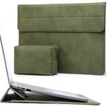 HYZUO 15-16 Inch Laptop Sleeve Case with Stand Feature for MacBook Pro 16 M3/M2/M1 Pro/Max A2991 A2780 A2485 A2141 2024-2019, XPS 15, MacBook Pro 15 2015-2012, with Small Carry Bag, Olive Green