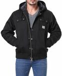 TUAOVA Men's Fit Relaxed Work Coat Fleece Lined Waterproof Workwear Winter Hooded Jacket with Multiple Pockets(Black,3XL)