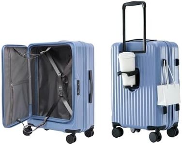 HotWay 26 Inch Expandable Checked Luggage with Cup Holder, Hardside TSA Approved Luggage with Spinner Wheels, Top Opening Suitcase For Travel, Blue