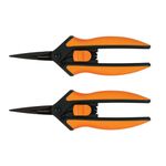 Fiskars Garden 399241-1002 Non-Stick Micro-Tip Pruning Snips, 2 Pack, Blades Orange