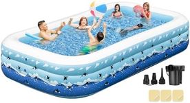 Extra Large Inflatable Pool with Pump for Adults, 130” x 72” x22” Full Size Family Blow Up Pool, Swimming Pools Above Ground for Backyard Home Garden Lawn Indoor Outdoor