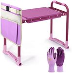 Colwelt Garden Kneeler and Seat Upgraded, Garden Kneeler Stool with Soft Wider Kneeling Pad, Foldable Garden Bench Stool with Tool Pouch, EVA Foam Pad Protects Your Knees(Purple)