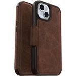 OtterBox Strada Case for iPhone 15 for MagSafe, Shockproof, Drop proof, Premium Leather Protective Folio with Two Card Holders, 3x Tested to Military Standard, Brown