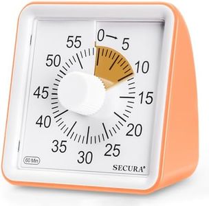 Secura 60-Minute Visual Timer, Classroom Timer, Countdown Timer for Kids and Adults, Time Management Tool for Teaching (Orange)