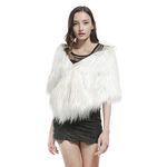 YJZQ Women's Winter Faux Fur Cape Bridal Shrug Wedding Wraps Poncho Women Shawl Sleeveless Light Weight Fluffy Jacket for Party Costume Evening Dress, White