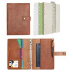 Wonderpool Leather Journal Refillable Notebook Spiral Diary Binder Portfolio - A5 Dotted Paper & Inner Pockets for Travel Work and Personal Organizer (Coffee, A5)