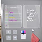 Weekly Acrylic Magnetic Dry Erase Board for Fridge,MOOACE Adhesive Meal Planner Board for Fridge and Wall Set of 2,includes 6 Markers with 3 Colors,Pen Holder,Clean Cloth - Color Printer