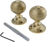 A.B Hardware Solid Unlacquered Brass Beehive Style Door Knob Pair New Knobs Set Internal Interior - AB Hardware, Black