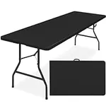 Best Choice Products 8ft Plastic Folding Table, Indoor Outdoor Heavy Duty Portable w/Handle, Lock for Picnic, Party, Pong, Camping - Black