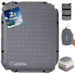 ATEPA Inflatable Seat Cushion, Self-Inflating Foam Air Blow up Button-Attachable Cushion to Sit on for Travel Airplane Stadium Camping Backpacking Boating Concert, Grey