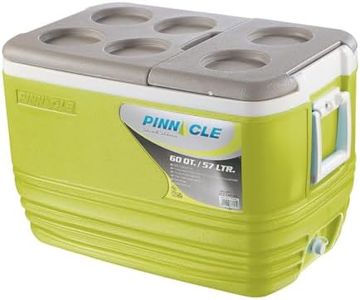 Pinnacle's 57 ltrs Eskimo Hard Cooler : Holds Ice up to 100 Hours | Fits 75 cans| Leak-Proof, BPA-Free | Cup Holders | Tap for Easy Draining |Chiller Ice Box for Travel & Parties.