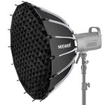 NEEWER 26inch/65cm Parabolic Softbox Quick Set up Quick Folding, with Diffusers/Honeycomb Grid/Bag, Compatible with Aputure 120d Light Dome Godox sl60w NEEWER RGB CB60 and other Bowens Mount Lights