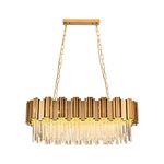 Modern Crystal Chandeliers,Gold Luxury Pendant Ceiling Light Contemporary Raindrop Crystal Chandeliers Fixture for Dining Living Room Kitchen Island Bedroom Foyer Hallway