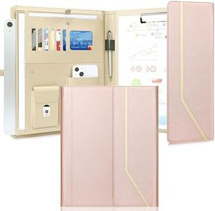 During Portfolio Binder Padfolio Folder,Cross Grain Faux Leather Business Portfolio Folder for Women A4 / Letter Size Padfolio Organizer Case for Conference Meeting Interview,Rose Gold