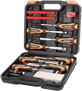 Ezkamfort Chisel Set-13Pcs Woodworking Tools Set-Wood Carving Tools, Wood Chisel Sets with Sharpening Stone, Honing Guide and Storage Case