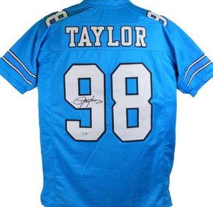 Lawrence Taylor Autographed Light Blue College Style Jersey- Beckett W *Black