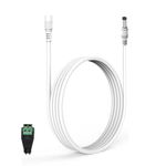 17ft 5M Power Extension Cable, 2.1mm x 5.5mm Power Adapter Extension Cord Compatible with 12V DC Adapter Power Supply or Wall Charger for 12V DC Wall Charger for CCTV Camera, LED, Car, White