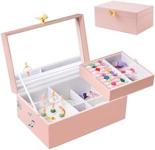 ProCase Jewelry Box, Kids Jewelry Organizer with Ballerina, Jewelry Box for Little Girls Toddler, Jewelry Case for Necklace Earrings Bracelet Watch Lipstick Ring -Pink