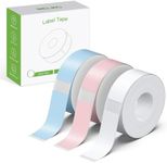 NELKO Genuine P21 Label Maker Tape, Adapted Label Print Paper, 14x40mm (0.55inchesx1.57inches), Standard Laminated Labeling Replacement, 180 Tapes/Roll, 3-Roll, White/Light Blue/Pink