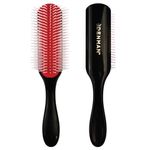 Denman Curly Hair Brush D4 (Black & Red) 9 Row Styling Brush for Styling, Smoothing Longer Hair and Defining Curls - For Women and Men