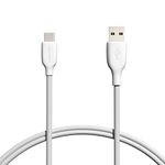 Amazon Basics USB-C to USB-A 2.0 Fast Charge and Data Transfer Cable, 480Mbps Speed, USB-IF Certified, for Apple iPhone 15, iPad, Samsung Galaxy, Tablets, Laptops, 0.9 m, White