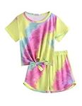 Arshiner Girl's Clothing Set Tie-dye Summer T-shirt with Shorts Kids Casual Outfits Sports Clothe Sets for Girls 11-12 years