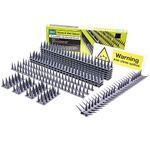 Fence Wall Spikes 24pcs Garden Tall Bird Spikes Cat Pigeon Deterrent Coverage between 10.6m to 31.8m Per Box Anti Climb 44 x 4.3 x 3.8cm Warning Sign Included (Grey)