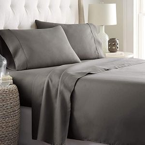 Flat Bed Sheet with 2 Pillow Covers 600 Thread Count 100% Egyptian Cotton Bedsheet Super King Size Charcoal Comfortable & Durable Sheet