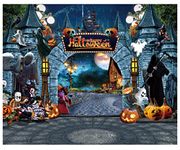 DHXXSC 10X8FT Halloween Backdrops Terror Magic Castle Backdrop Photography Night Death Devil Fabric Backdrop Halloween Happy Party Banner Children Halloween Photo Background DH-702