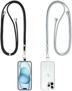 2 Pack Universal Phone Lanyard with 2Pcs Phone Patch Tether Tabs for iPhone 16/15/14/13/12, Adjustable Portable Crossboy Mobile Phone Lanyards for Most Smartphone Cases (2, Black+Grey)