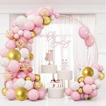 wohot 128pcs Pink White Gold Balloon Arch Kit, Birthday Balloons Garland Kit, Party Balloons for Birthday Baby Shower Wedding Decorations