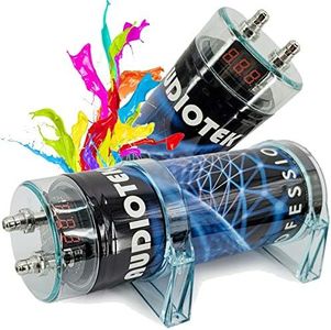 Audiotek at-3.5 Farad Capacitor Car Audio 3500 Watts Power 12Volts Car Digital Power with Digital Red 3 Digit Voltage Display and Chrome Plated Battery Post