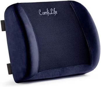 ComfiLife Lumbar Support Back Pillow Office Chair and Car Seat Cushion - Memory Foam with Adjustable Strap and Breathable 3D Mesh (Navy)