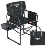 SunnyFeel Camping Director Chair Padded, Portable Folding Chair with Side Table and Storage Pouches, Compact Heavy Duty for Adults Outdoor