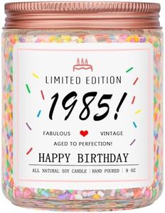 Homsolver 40th Birthday Gifts for Women Ideas, Happy 1985 40th Birthday Candle Gifts-Limited Edition 1985 Handmade Candles (Vanilla Birthday Cake Scent with Sprinkles)
