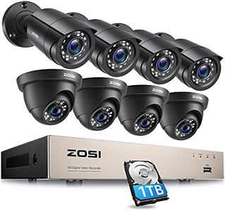 ZOSI 3K Lite Security Camera System Outdoor,8pcs 1920TVL 1080P Home Surveillance Cameras,80ft Night Vision,Remote Access,8 Channel H.265+ 5MP Lite CCTV DVR with 1TB Hard Drive for 24/7 Recording