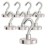 MIKEDE Magnetic Hooks Heavy Duty,120LB+ Strong Magnet with Hook, Super Neodymium Cruise Hooks, Locker Organizer Industrial Hooks for Hanging, Magnetic Hanger for Cruise, Grill - 8 Pack