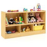 COSTWAY Wooden Cube Bookcase, 2 Tier Open Storage Shelving Unit with 5 Compartments, Freestanding Display Bookshelf for Living Room, Kids Playroom and Study (Wooden)