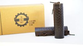 The Gear Vault Genuine Patterned Leather Grip for Activa/Access Bike (Coffee Brown)