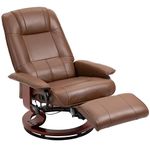 HOMCOM Manual Recliner Chair Armchair Sofa with Faux Leather Upholstered Wooden Base for Living Room Bedroom, Brown