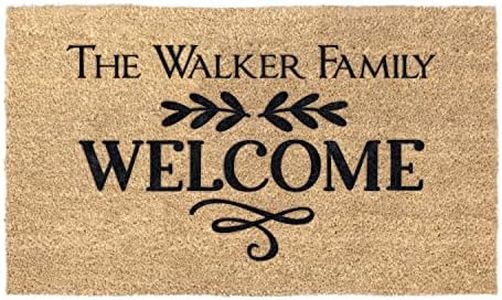 Personalized Family Name Coir Coconut Husk Doormat 18x30 or 24x36 (24"x 36")