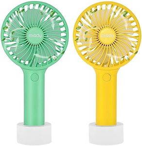 2-Pack Upgraded 5000mAh Portable Handheld Fan 3 Speed Mini USB Strong Wind 7-20 Hours Runtime Personal Electric for Travel Office Outdoor (Lake Green+Lemon Yellow)