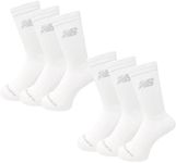 New Balance 6 Pack Performance Basic Crew Socks - White, White, L