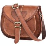 ANUENT Genuine Leather Small Crossbody Purses for Women Vintage Shoulder Crossover Leather Satchel for Ladies Handbag Purse, 9 inches (Brown)