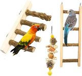 XLpeixin 3pcs Bird Ladder Parrot Ladder,Natural Wooden Bird Bridge Parakeets Climbing Hanging Toys for Cockatiels Budgerigars Conure