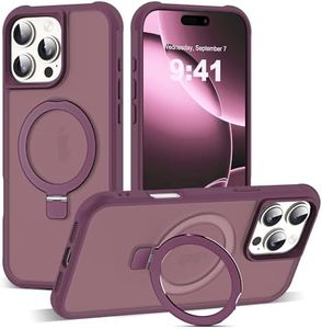 SKYLMW Compatible with iPhone 16 Pro Max Case with Invisible Magnetic O-Ring Stand Military-Grade Translucent Case for iPhone 16 ProMax 6.9" [Compatible with Mag-Safe][Great Grip Feeling],Wine Red