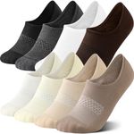 CS CELERSPORT 8 Pairs No Show Socks Womens and Mens Athletic Cushioned Ankle Low Cut Invisible Non Slip Socks Neutral Color + Khaki Beige Brown,Small